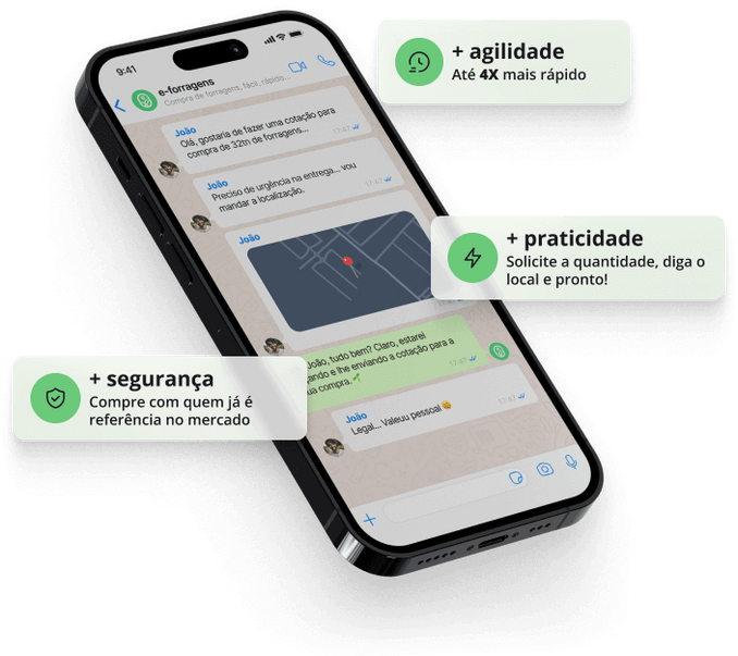 Imagem mostrando um celular com mensagens pelo Whats, simulando uma venda pelo Aplicativo.